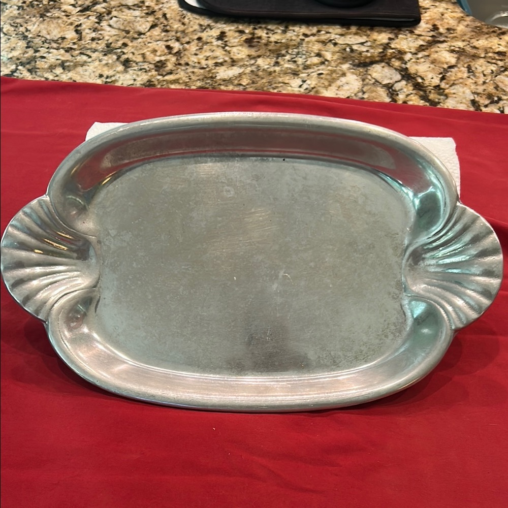 Vintage Silver Platter with Decorative Handles